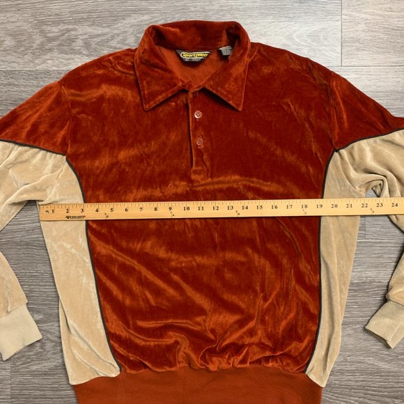 Vintage Sears Sportswear Velour Two Tone Elastic Waist Polo Shirt Sz. L - Picture 4 of 10
